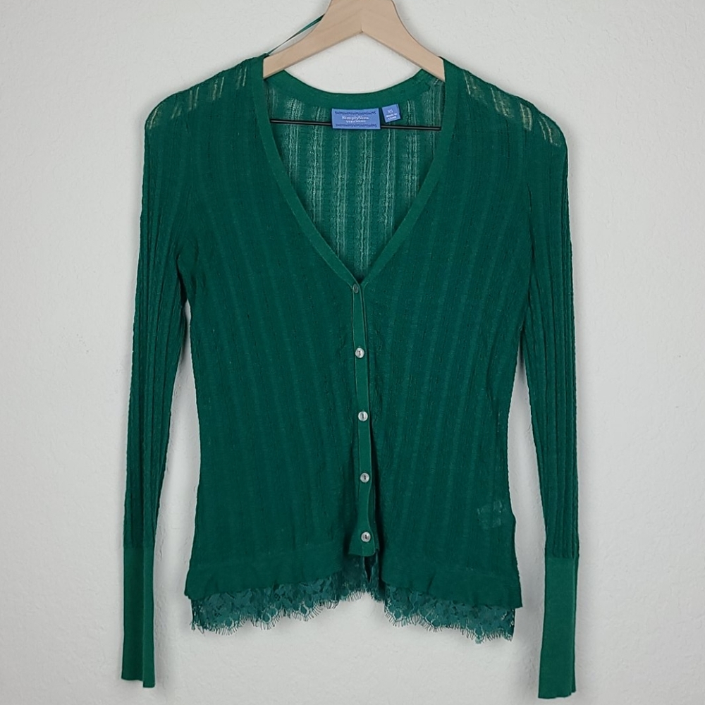 Simply Vera Vera Wang Cardigan Lace Green XS
